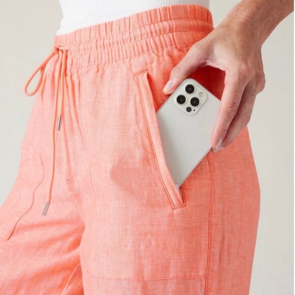 ATHLETA Retreat Linen Wide Leg Pants Peach Sunset 16 - Picture 2 of 12